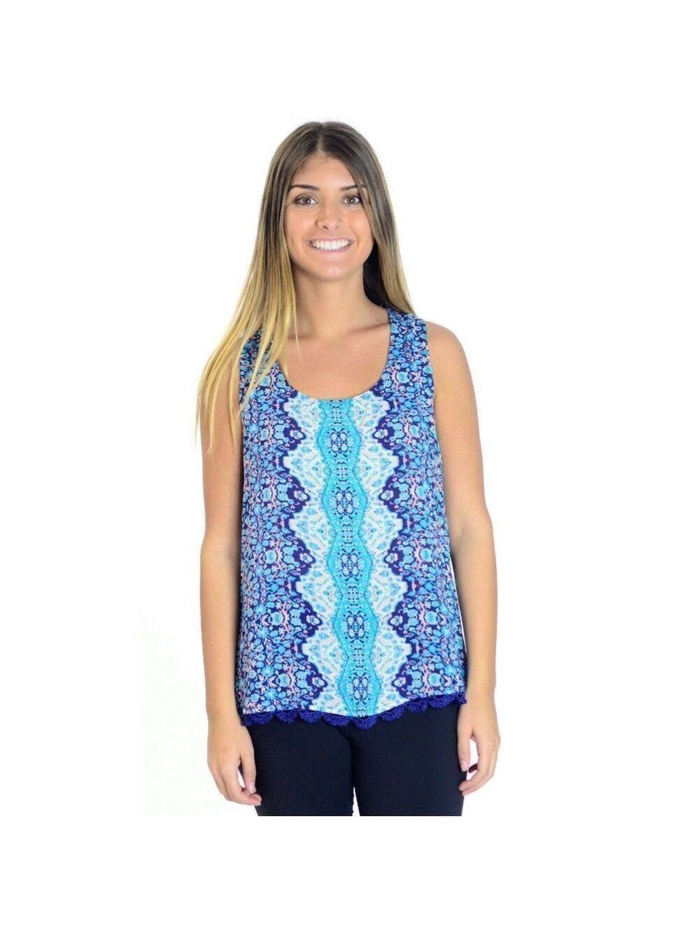 Gypsy 05 Lace up Back Tank Top Trim in Kosmo